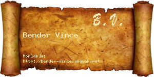 Bender Vince névjegykártya